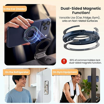 Nillkin FiberSnap Magnetic Phone Grip Ring Stand, Removable Phone Holder with Expanding Grip and Adapter Ring for MagSafe,360 Rotation Adjustable Kickstand for iPhone 16 Pro 15,14,13,12,11 (Blue)