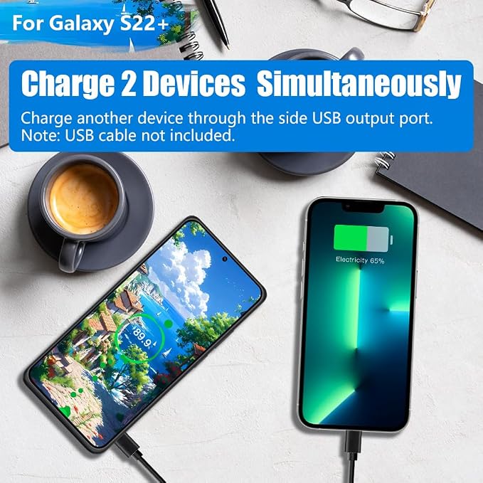 [New 2026 Battery Case for Samsung Galaxy S22+, 5000mAh Rechargeable Extended Battery Charging Charger Case, Add 100% Extra Juice (6.6 Inches) Black