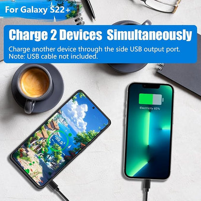 [New 2026 Battery Case for Samsung Galaxy S22+, 5000mAh Rechargeable Extended Battery Charging Charger Case, Add 100% Extra Juice (6.6 Inches) Black