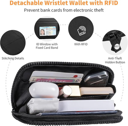 Tiostep Clip and Go Strap for Phone with Wallet Crossbody Phone Lanyard with Anti-Theft Zipper Pouch Detachable Quilted Wrist Wallet with RFID and ID Window for Daily Travel.