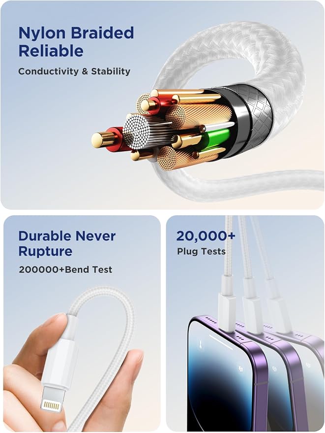 iPhone Charger Fast Charging,[MFi Certified] USB C Charger Block 20W PD USB C Wall Charger with 6FT USB C to Lightning Cable for iPhone 14/13/12/12 Pro Max/11/Xs Max/XR/X,AirPods Pro,ipad
