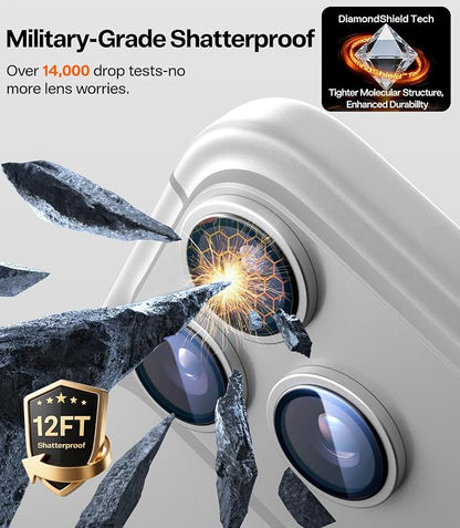 TORRAS 3-Year Ultimate Durability for iPhone 17 Pro Max/17 Pro Camera Lens Protector-1:1 Invisible Fit & Ultra Clarity, Military-Grade 9H+ Aerospace Glass Anti-Scratch Easy Installation,Silver