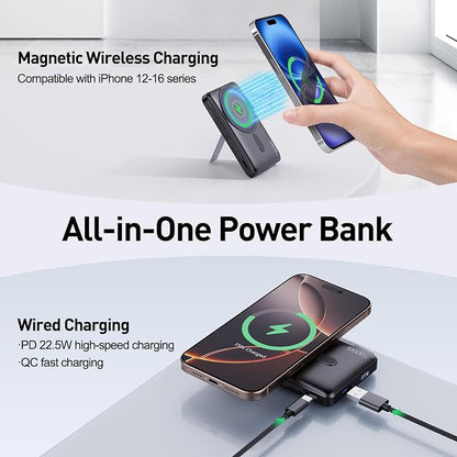 2026 Latest Magnetic Wireless Portable Charger Power Bank - 10000mAh 22.5W PD Fast Max Charging with Built-in LED Display, Magnetic Battery Pack for iPhone 17/16/15/14/13/12/Pro/Mini/Pro Max