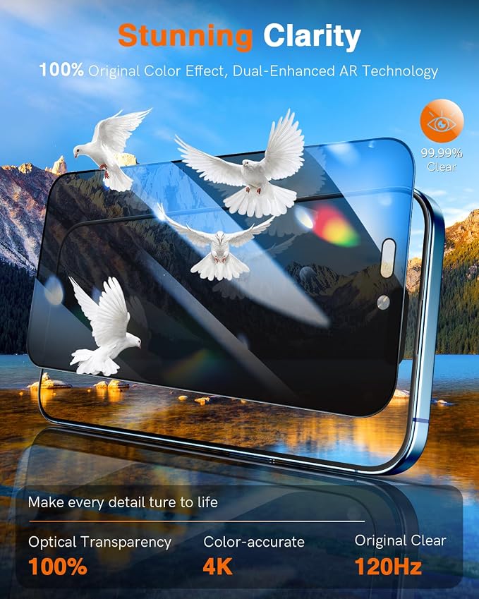 LK 2 Pack for iPhone iPhone 17 Pro Max Privacy Screen Protector [New Upgrade] [Auto Dust Removal] Anti-Spy Tempered Glass Screen Protector for 17 Pro Max, No bubbles, Easy Installation, Case Friendly