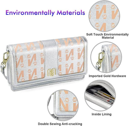 nuoku Women Small Crossbody Bag Cellphone Purse Wallet with RFID Card Slots 2 Straps Wristlet
