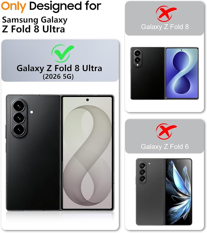 SPIDERCASE Magnetic for Samsung Galaxy Z Fold 8 Ultra Case,Built-in [Screen Protector] [Hinge Protection] [Kickstand] Full Body Protective Phone Case for Z Fold 8 Ultra - Gray