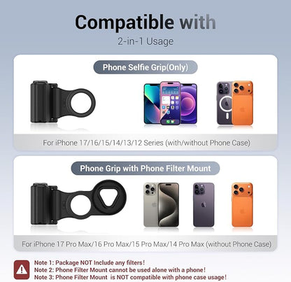 KIWIFOTOS Magnetic Phone Camera Grip with 67mm Camera Lens Filter Adapter for iPhone 17 16 15 14 Pro Max Photography UV ND CPL Phone Lens Adapter(67mm Filters not Included)