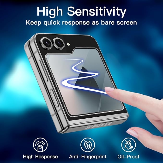 JETech Front Screen Protector for Samsung Galaxy Z Flip 7 FE/Flip 6, 3-Pack | Tempered Glass, Easy Installation Tool, HD Clear, Case-Friendly