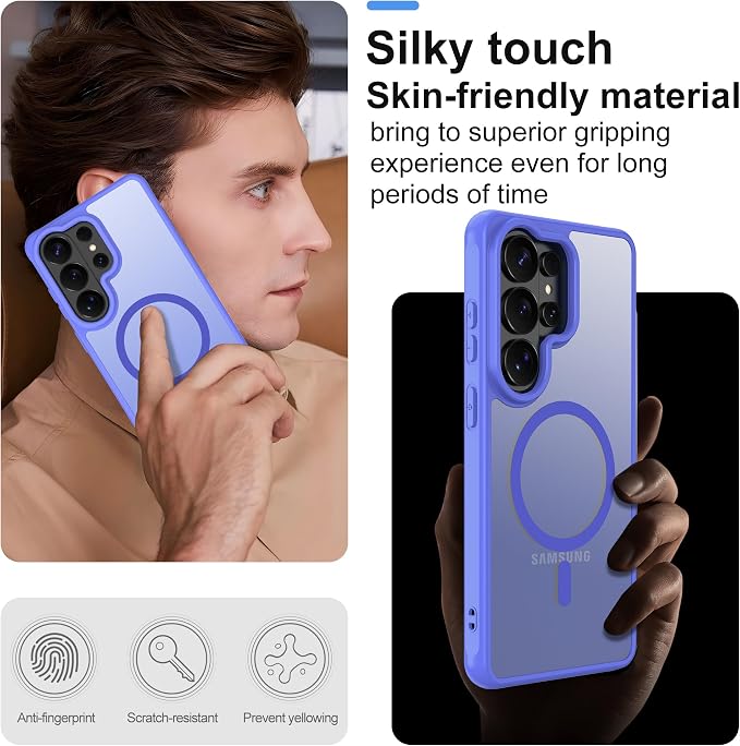 Compatible for Samsung Galaxy S26 Ultra Phone Case: S26 Ultra Case with 2PC HD Screen Protector, Wireless Charging Matte Translucent Soft-Touch & Full Body Shockproof para Case S26 Ultra,Sky Blue