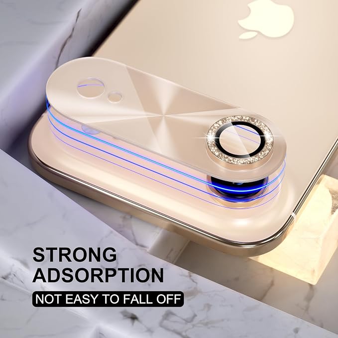 Choiche Compatible for iPhone 17 Air Camera Lens Protector, Bling Camera Cover with 9H Tempered Glass Lens Screen Protector Metal Ring Decoration Accessories 6.5-inch (Light-Gold)