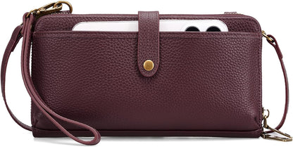 befen Leather Wristlet Wallet for Women Cell Phone Purse with Built in Wallet Vintage Leather Crossdody Bag Clutch Purse