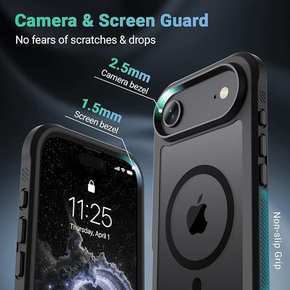 jaroco Magnetic for iPhone Air Case, [Compatible with MagSafe][Military Grade Drop Protection][Heavy Duty Protection][Non-Slip][Shockproof] 2-Layer Durable Bumper Phone Case 6.5''-Black