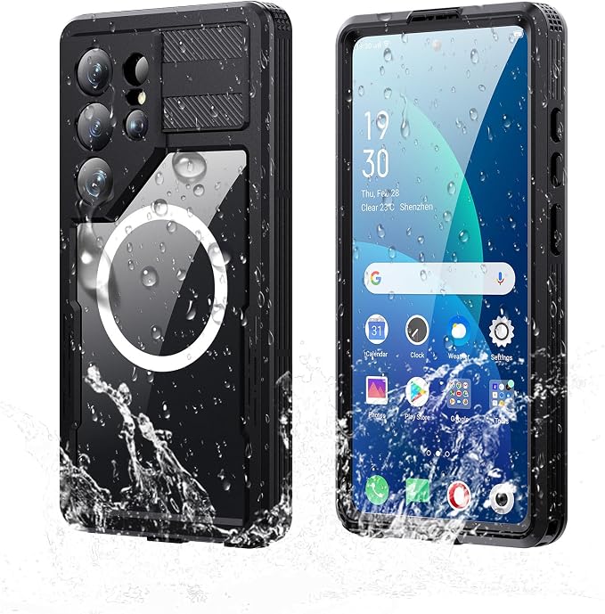 Guppy for Galaxy S26 Ultra Magnetic Waterproof Case, Built-in Screen Protector [IP68 Waterproof][14FT Military Drop Proof] 360° Full Body Protection Dustproof Shockproof Heavy Duty Rugged Case, Black