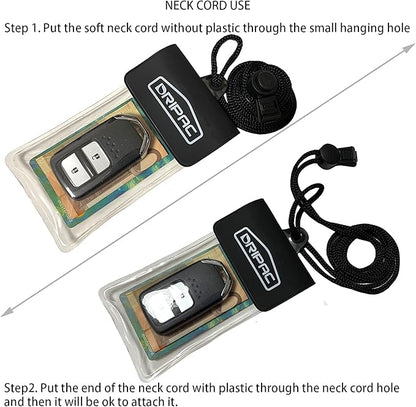 DRIPAC Waterproof Car Key FOB Case Waterproof Wallet Waterproof Holder Pouch For Key ID Badge Credit Card Money（Black+White）