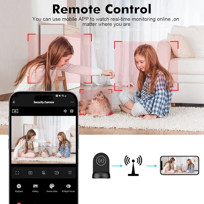 Security Camera WiFi Wireless Phone Charger, Security Cam Motion Activated,HD1080P(Rotate Lens) with 250°Viewing Angle, camaras espias ocultas for Home Office Security(2.4/5G)