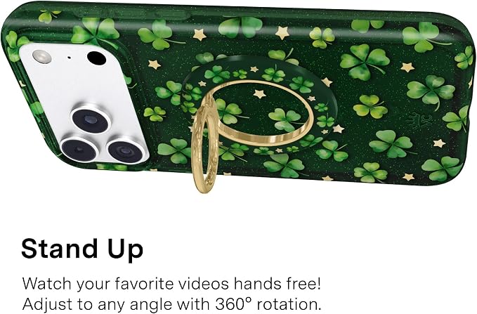 VELVET CAVIAR Compatible with MagSafe Phone Grip 2.0 | Cute Magnetic Ring Holder | Finger Loop Kickstand | Pop On Accessory for iPhone 17, 16, 15, 14, 13, 12 | Lucky Clover Green