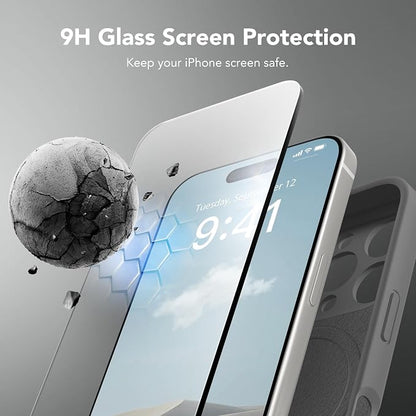 Magnetic for iPhone 16 Pro Case, Compatible with MagSafe, [Full Camera Protection][Screen Protector] Silicone Shockproof Protective Phone Case for iPhone 16 Pro 6.3", Dark Gray