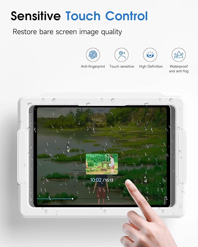 Mistriddle Shower iPad Holder Waterproof with 480° Rotation Retractable Adjustable, Wall Mount Up to 11", Shower Tablet Holder for Bathroom Bathtub, 2 Adhesive, Fit for iPad, iPad Pro 11 (White)