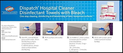 Dispatch Hospital Cleaner Disinfectant Towels with Bleach, 150 Count Canister (Package May Vary)