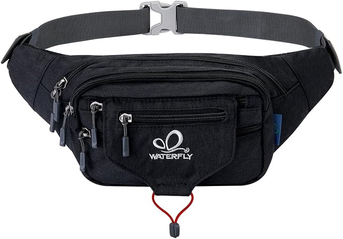 WATERFLY Fanny Pack Waist Bag: Large Multipocket Woman Man Waist Pack Runner Hip Pouch Purse Belt Bag Water Resistant Bum Bag Fit All Phones for Walking Jogging Running Cycling Travelling Hiking