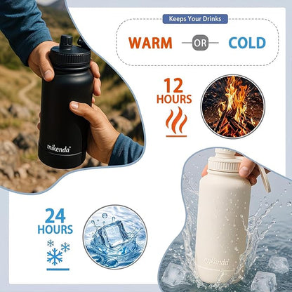 32oz Insulated Tumbler with Magnetic Phone Holder, Gym Water Bottle | Leak Proof Lid, 24hr Cold & 12hr Hot, Non-Slip Base | Travel Mug, Reusable & Eco-Friendly (cream white, 32, ounces)