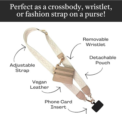 Save the Girls Original Clip and Go Phone Strap Pattern - Crossbody Phone Strap Chain with Zipper Wallet Pouch
