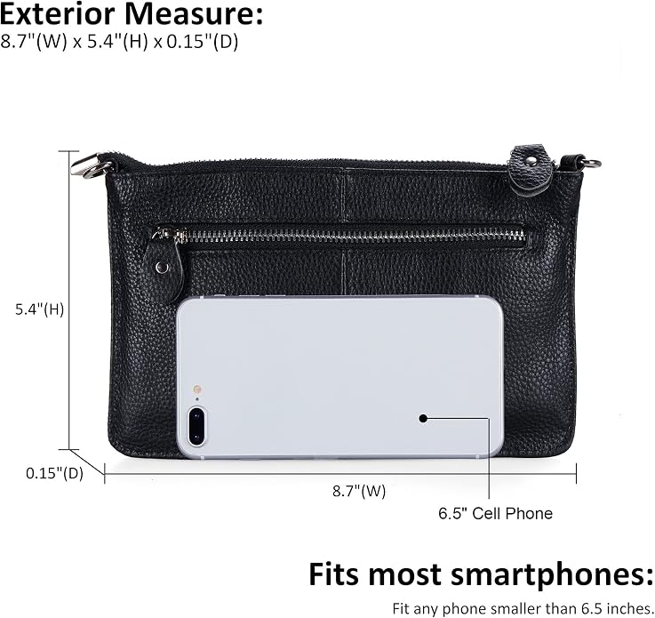 befen Genuine Leather Wristlet Clutch Wallet Purses Small Crossbody Bags for Women with RFID Blocking Card Slots