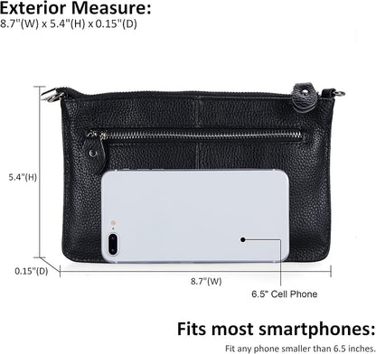befen Genuine Leather Wristlet Clutch Wallet Purses Small Crossbody Bags for Women with RFID Blocking Card Slots