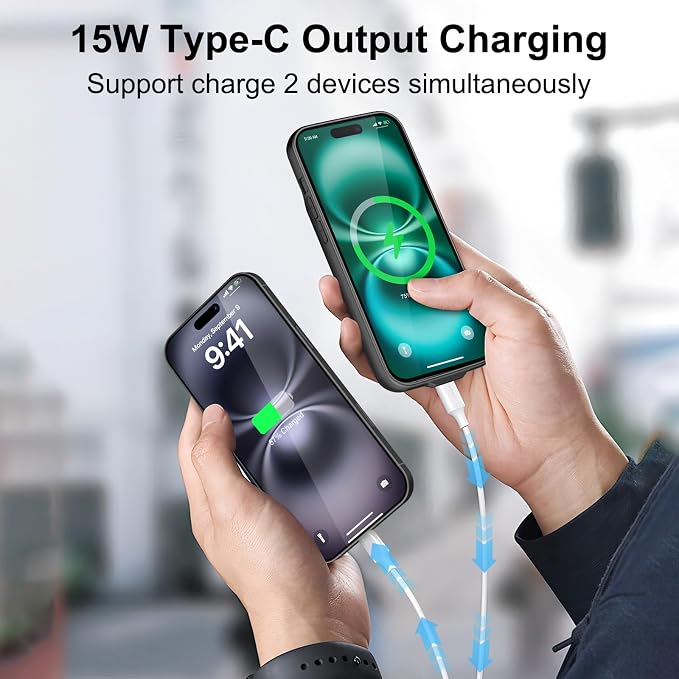 Battery Case for iPhone 16 - Slim Charging Case, Dual 15W Fast Charging- Enhanced 8600mAh Rechargeable Case Priority Charging Anti-Scratch Premium Protective Battery Charger Case for iPhone 16 (6.1")
