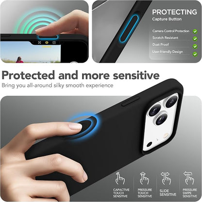 GONEZ Magnetic for iPhone 17 Pro Max Case, Compatible with MagSafe, [Screen Protector + Camera Lens Protector], Liquid Silicone Anti-Scratch Shockproof Protective Phone Case 6.9 inch, Black