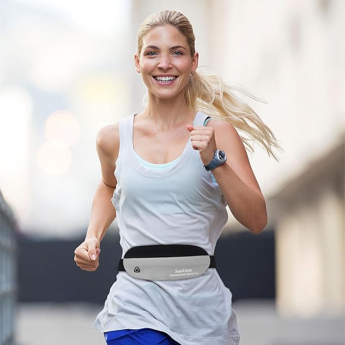 SooGree Slim Fanny Packs for Women Men,Waterproof Waist Pack with Reflective Strip Adjustable Strap,Running Belt for Sports Workout Cycling Hiking, Casual Hands-Free Wallets Phone Bag