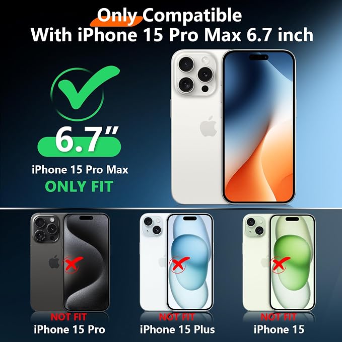 2024 Upgrade for iPhone 15 Pro Max Case Waterproof,[Compatible With MagSafe][Built-in Screen&Camera Protector][Full Body Dropproof][IP68 Underwater][Clear Sound]Shockproof Phone Case 6.7" Black/Clear