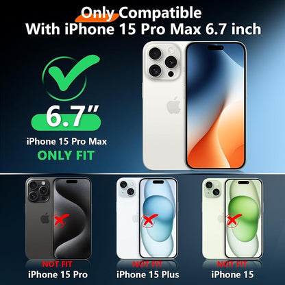 2024 Upgrade for iPhone 15 Pro Max Case Waterproof,[Compatible With MagSafe][Built-in Screen&Camera Protector][Full Body Dropproof][IP68 Underwater][Clear Sound]Shockproof Phone Case 6.7" Purple/Clear