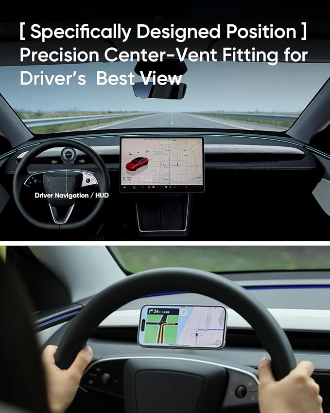 Magnetic Phone Mount for Tesla Model 3 2024+(Highland) - Strong MagSafe Car Phone Mount, Specifically for Center Vent Position Phone Holder,No Damage Installation & Interior Protection