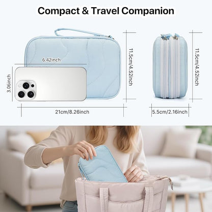 Skycase Tech Pouch - Lightweight Electronics Organizer Travel Case - Double Layers Cable Organizer - All-in-One Storage Bag for Charger, Cord, Phone, Flash Drive, Essentials - L