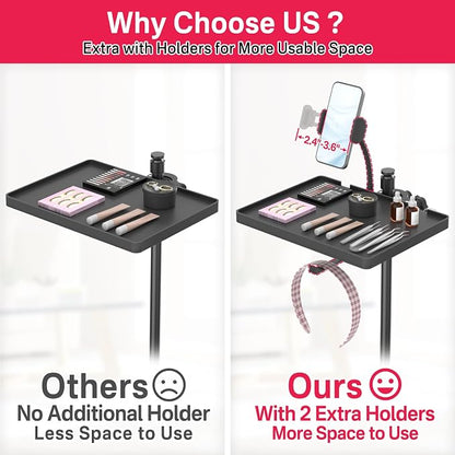 Adjustable Lash Tray Holder for Ring Light Tray– Clip-On Organizer Stand with Phone Holder & Mirror Hook to Put Eyelash Extension Supplies, Perfect for Lash Techs & Salon or Home Use