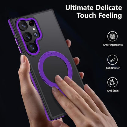 for Samsung Galaxy S22 Ultra Case, Magnetic Adjustable Ring Stand [Fit for Magsafe], [Military-Grade Shockproof Protection] Phone Case for S22 Ultra Case with Kickstand&Ring Holder (Purple)
