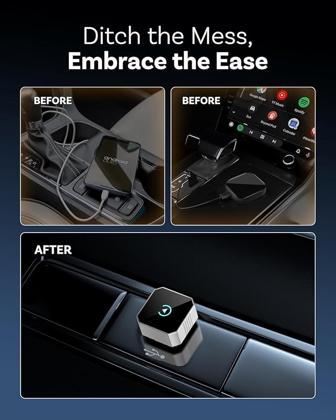Wireless CarPlay Adapter for Apple iPhone & Android, 2026 Upgraded 2-in-1 Plug and Play Converts Wired to Wireless CarPlay Android Auto, Fast Auto-Connect, Zero Latency with USB/USB-C Port