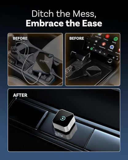 Wireless CarPlay Adapter for Apple iPhone & Android, 2026 Upgraded 2-in-1 Plug and Play Converts Wired to Wireless CarPlay Android Auto, Fast Auto-Connect, Zero Latency with USB/USB-C Port