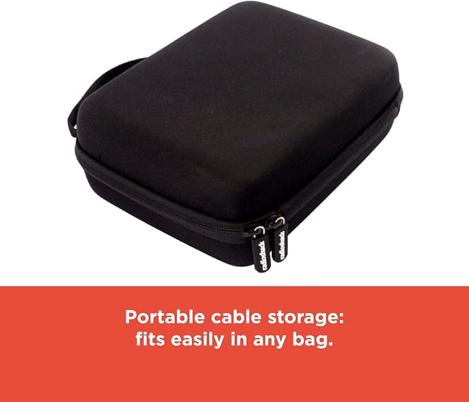 RadioShack Small Cable Organizer Travel Case, Bag Organizer for Phone Charging Cords, HDMI Cables, and More, Black