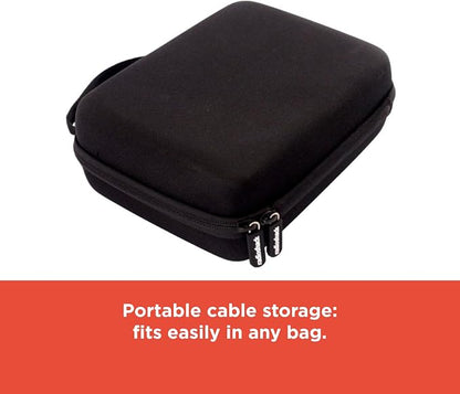 RadioShack Small Cable Organizer Travel Case, Bag Organizer for Phone Charging Cords, HDMI Cables, and More, Black