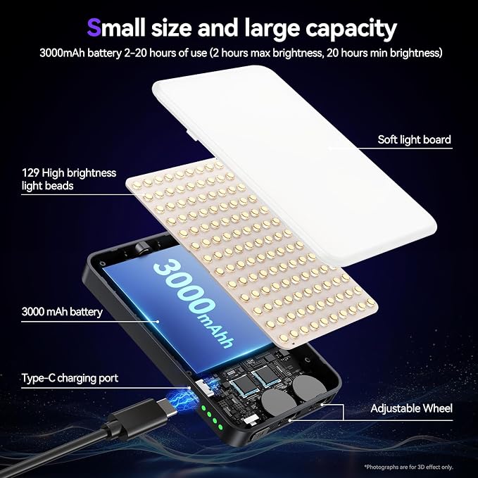 Selfie Light Phone Light Clip 129 LED RGB Lighting 10 Lighting Modes for iPhone Laptop Camera Portable Fill Light for Selfies Video Conferencing Photography TikTok YouTube Vlog Shooting
