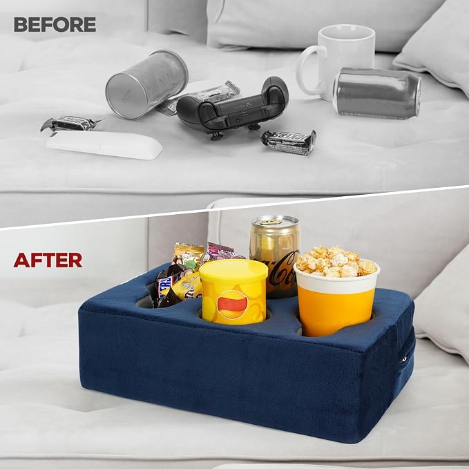 Couch Cup Holder Pillow,Couch Drink Holder,Rectangle Couch Caddy for Coffee Cup,Phone,Remote,Couch Cup Holder Tray for Bed,Car,Sofa,Table