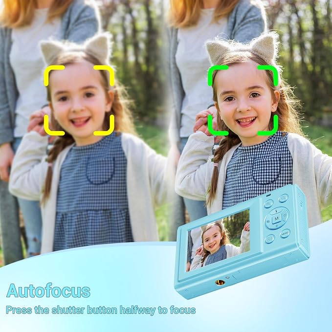 Digital Camera, 4K 44MP Autofocus Point and Shoot Camera with 16X Zoom 2.4" LCD Portable Compact Camera for Kids Teens Boys Girls Adults