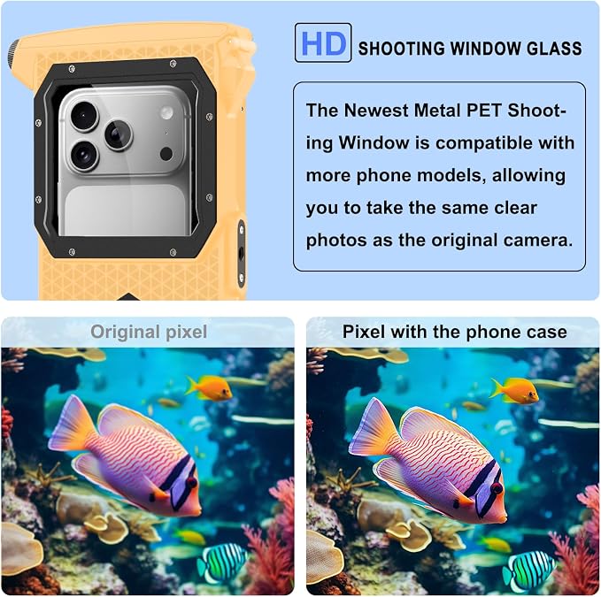 2026 Diving Snorkeling Phone Case for iPhone 17/16/15/14/13/12/11 Pro Max/XS/X Samsung Galaxy S26/S25/S24 Professional Scuba Dive Waterproof Underwater Photo Video Cover (5TH Gen, Yellow-)