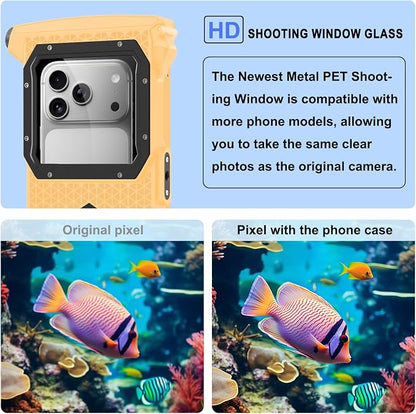 2026 Diving Snorkeling Phone Case for iPhone 17/16/15/14/13/12/11 Pro Max/XS/X Samsung Galaxy S26/S25/S24 Professional Scuba Dive Waterproof Underwater Photo Video Cover (5TH Gen, Yellow-)