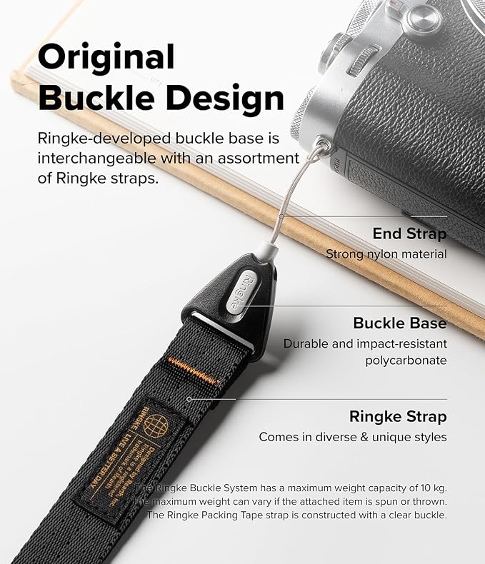 Ringke Hand Strap [Phone Wrist Strap] Designed for Camera Strap and Phone Strap, Adjustable Sturdy Universal Lanyard Compatible with Camera and Phone Case - Black