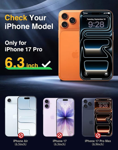 Lanhiem Magnetic for iPhone 17 Pro Case Waterproof, Built in Screen Protector & Camera Protection, [Compatible with MagSafe] Full Body Dustproof Heavy Duty Rugged Phone Case 6.3'' (Blue)