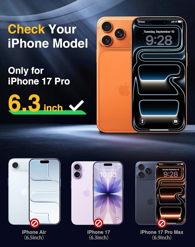 Lanhiem Magnetic for iPhone 17 Pro Case Waterproof, Built in Screen Protector & Camera Protection, [Compatible with MagSafe] Full Body Dustproof Heavy Duty Rugged Phone Case 6.3'' (Orange)