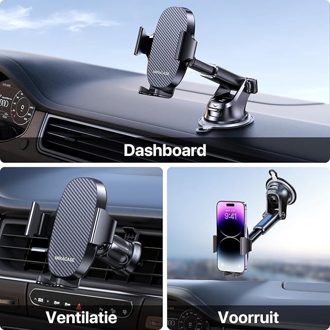 Miracase Phone Holders for Your Car, Universal Car Phone Holder Mount for Car Dashboard Air Vent Windshield, Hands Free Cell Phonen Car Mount Compatible with iPhone Android and All Smartphones